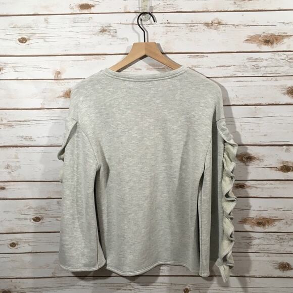 Chelsea & Theodore Embroidered Ruffle Sweatshirt - Gray - Small - Picture 3 of 8